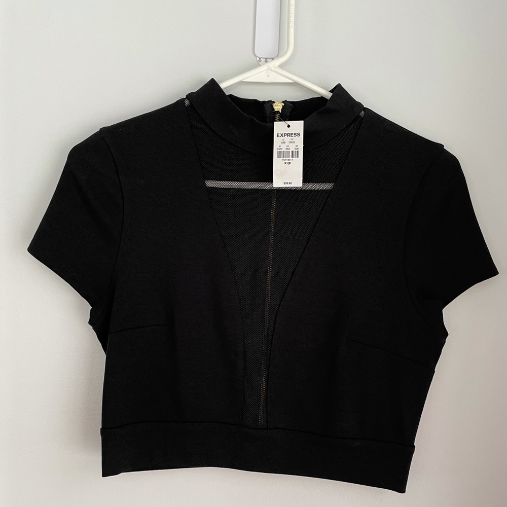Express Black Mesh Crop Top - Small - New with Tags